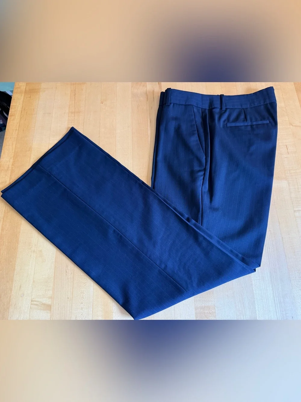J. Crew Suiting Navy Pinstripe Lightweight Wool Pant Suit City Fit 6/8  *EUC*
